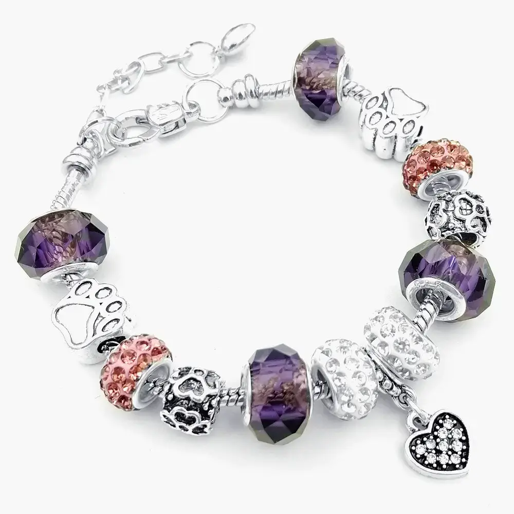 purple charm bracelet