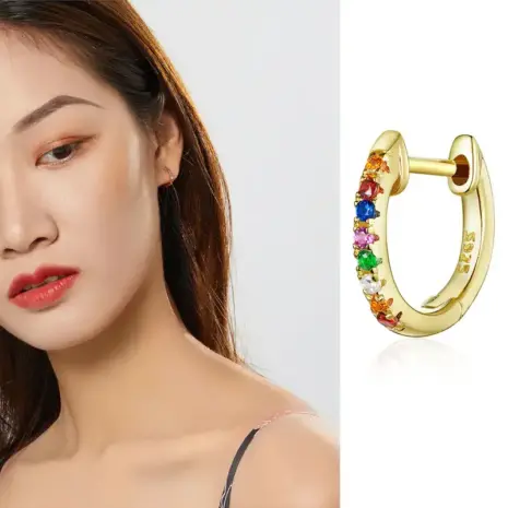 rainbow earrings in gold