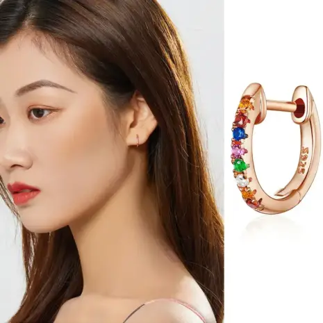 rainbow earrings in rose gold