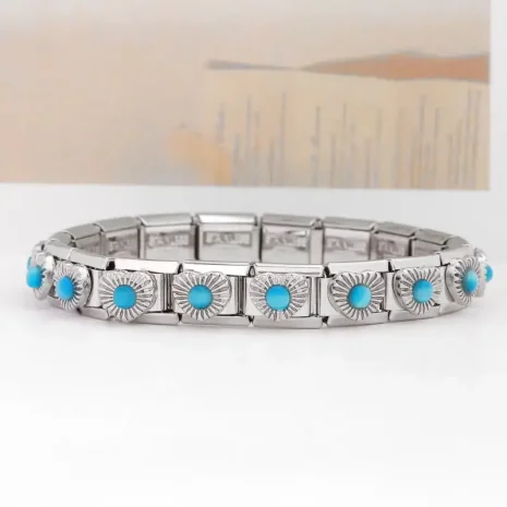 turquoise beads italian charm bracelet