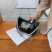 black patent handbag