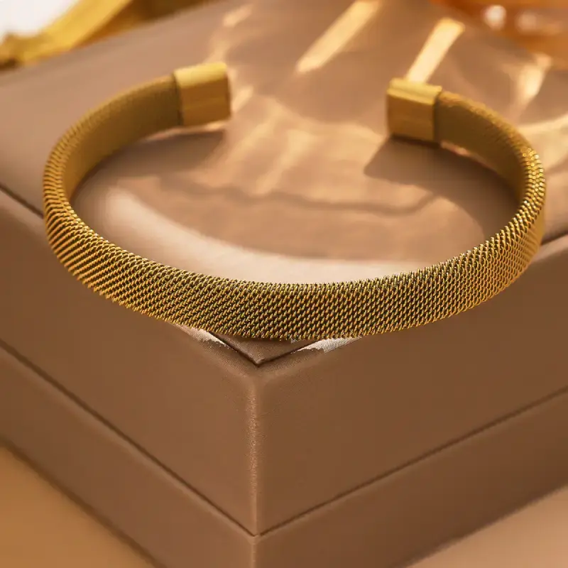 gold mesh cuff bracelet