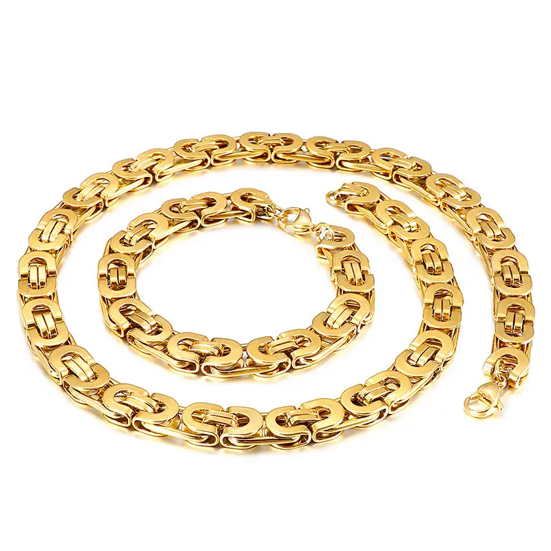 gold titanium necklace and bracelet bds