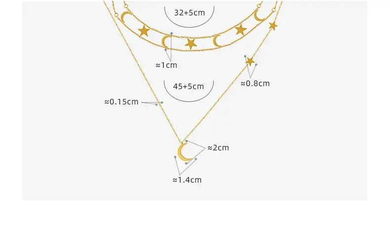 moon and star necklace size