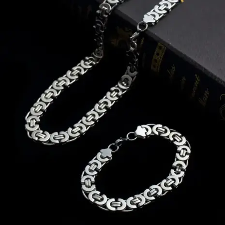 silver titanium necklace and bracelet