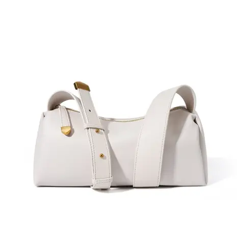 leather baguette bag in white