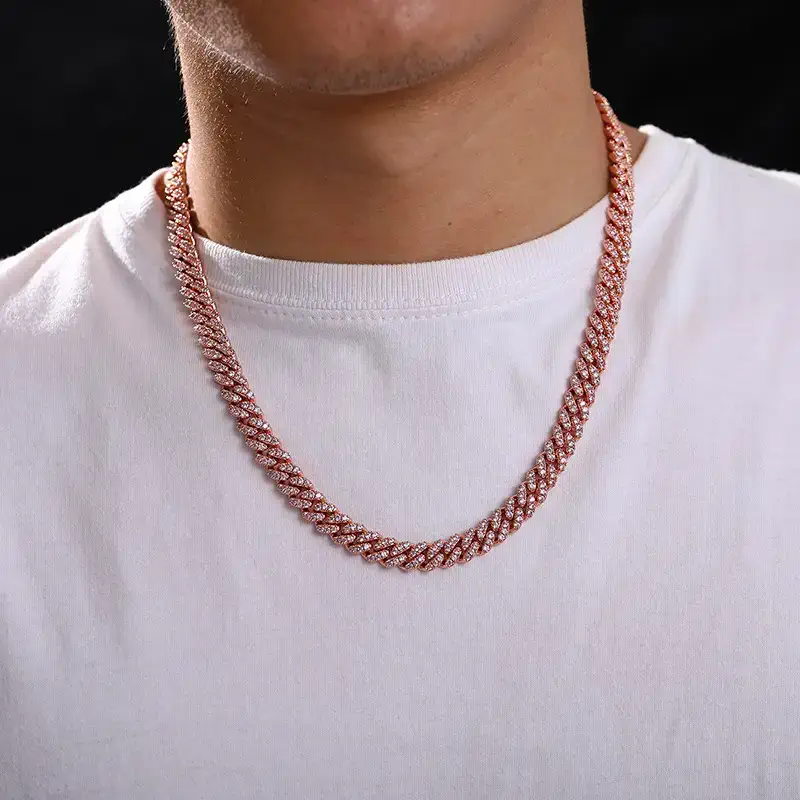 rose gold moissanite necklace mens bds