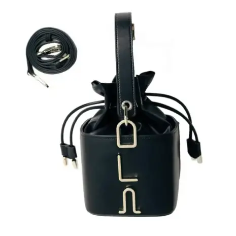 black bucket bag leather