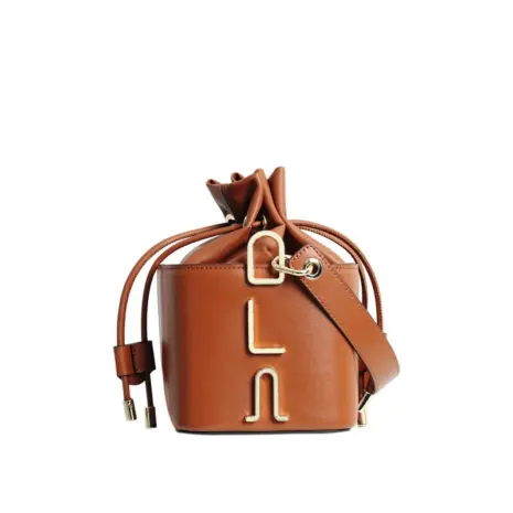 brown square bucket bag