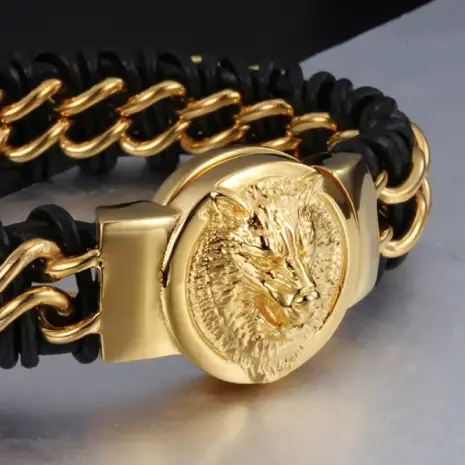 mens gold-plated bracelet detail