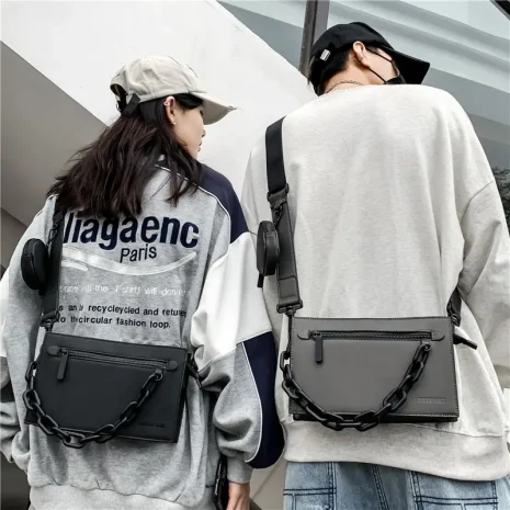 minimalist crossbody bag model display