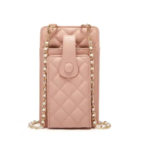 pink pu leather phone crossbody bag front