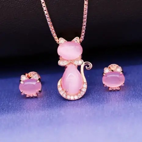 rose quartz necklace set