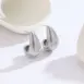 silver striped pattern teardrop earrings