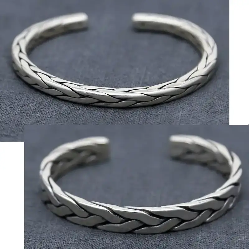 woven silver cuff bracelet bds