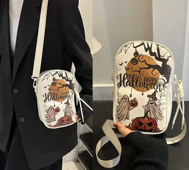 white halloween purse model bds