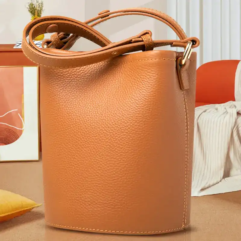 brown bucket bag by bds