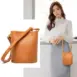 brown bucket bag model