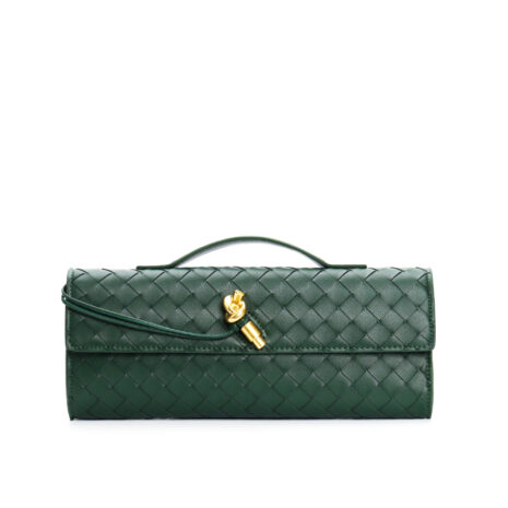 dark green leather clutch