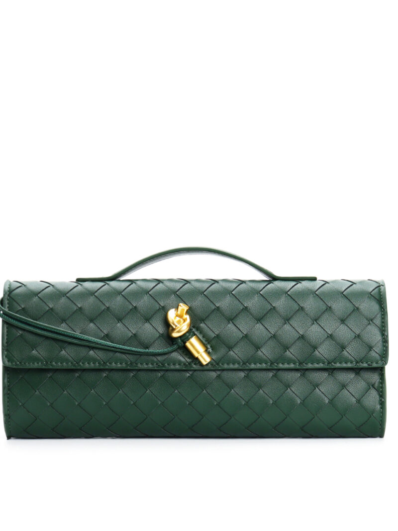 dark green leather clutch