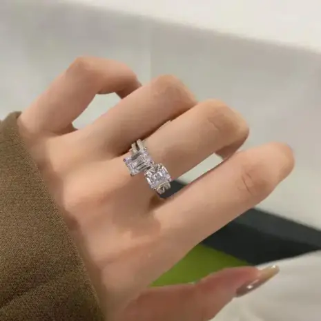 emerald cut engagement rings model display