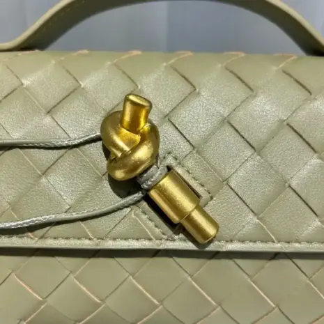 olive green leather clutch lock view