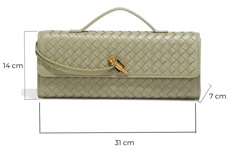 olive green leather clutch size bds