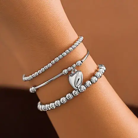 silver bracelet stack model