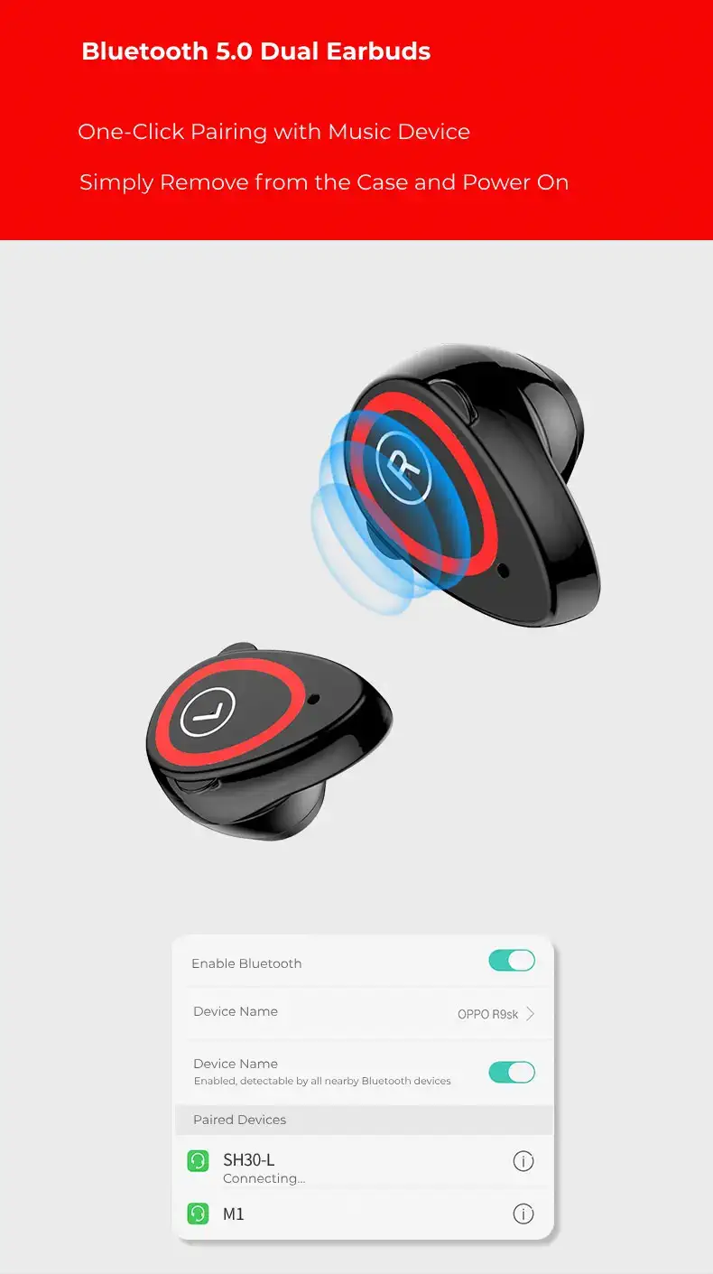 sport watch with bluetooth 5 0 dual earbuds bds