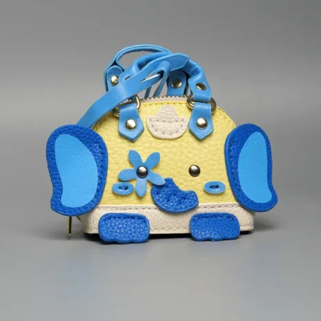 blue coin bag keychain