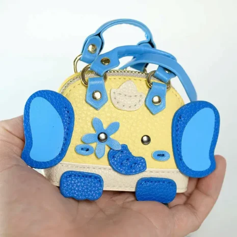 blue coin bag keychain model display