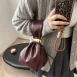 burgundy handbag model