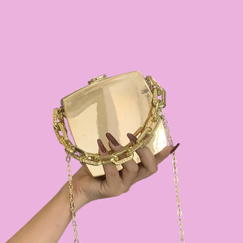 glossy clutch bag