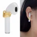 gold audio earrings model display