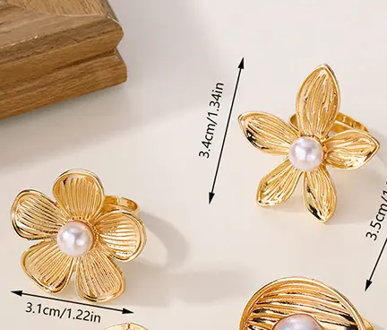 gold flower rings size
