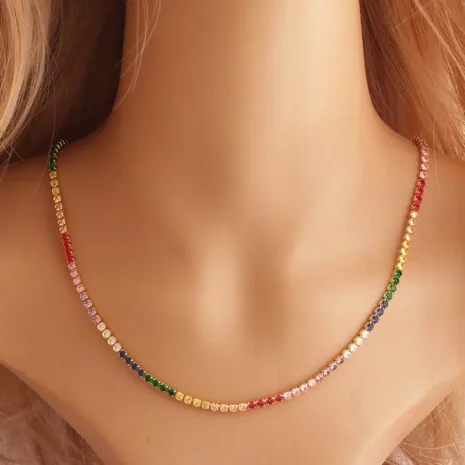 gold rainbow necklace model