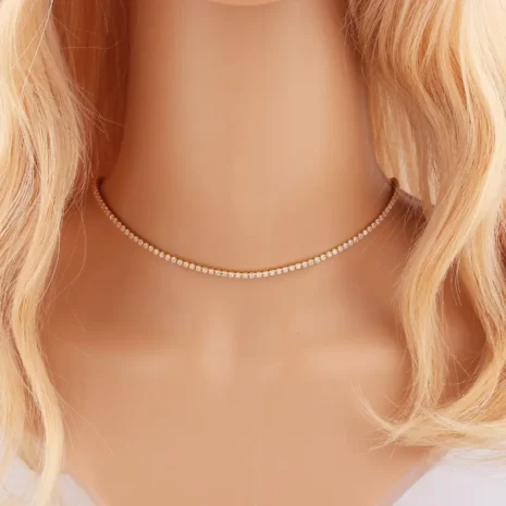 gold tennis necklace model