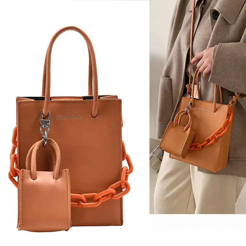 orange tote bag model