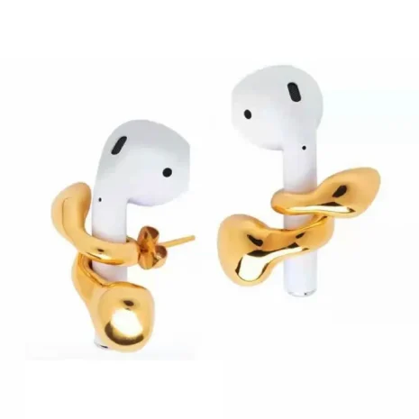 pair of gold earphone earrings