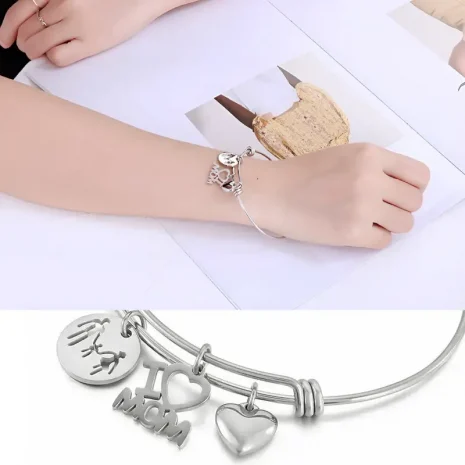 silver mother's day bracelet model