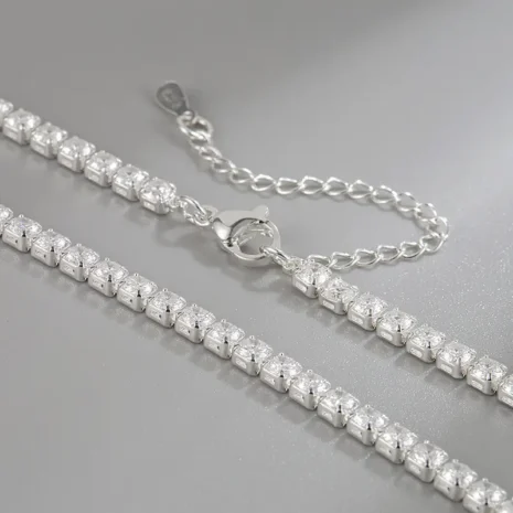 silver tennis necklace closer view