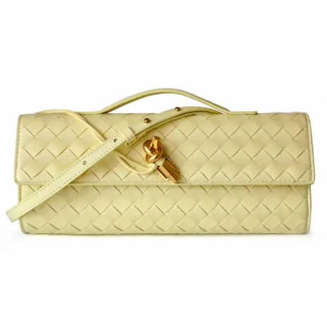 yellow clutch bag with strap