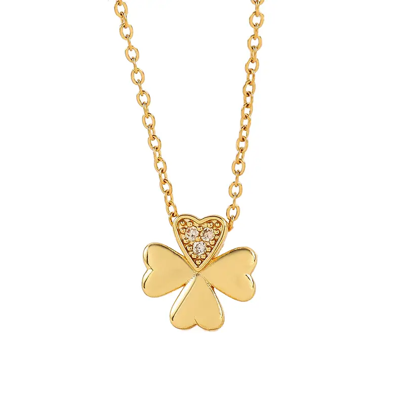 18k Gold Diamond Clover Necklace