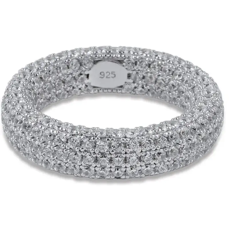 silver iced out ring