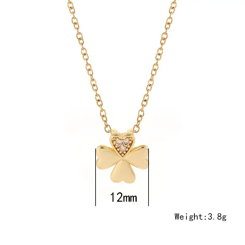 18k Gold diamond clover necklace size