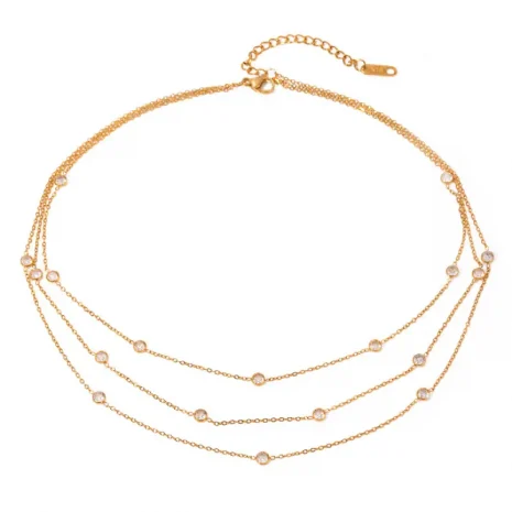 gold three layer circle necklace