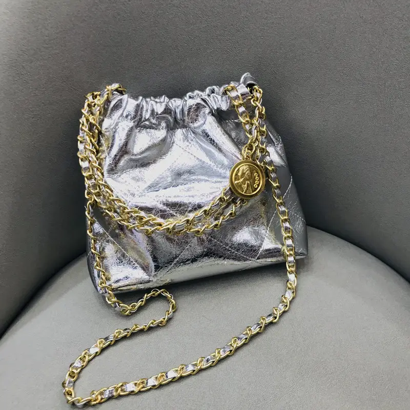 silver drawstring pouch